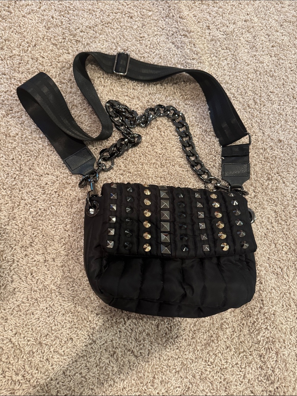 Think Royln Studded Black Quilted Bag